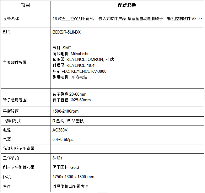 五工位全自動平衡機(jī)設(shè)備參數(shù)